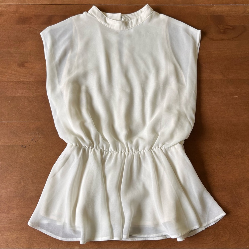 MOUSSY Chiffon Cinched Waist Blouse Ivory
